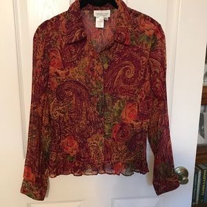 Coldwater Creek rose print blouse